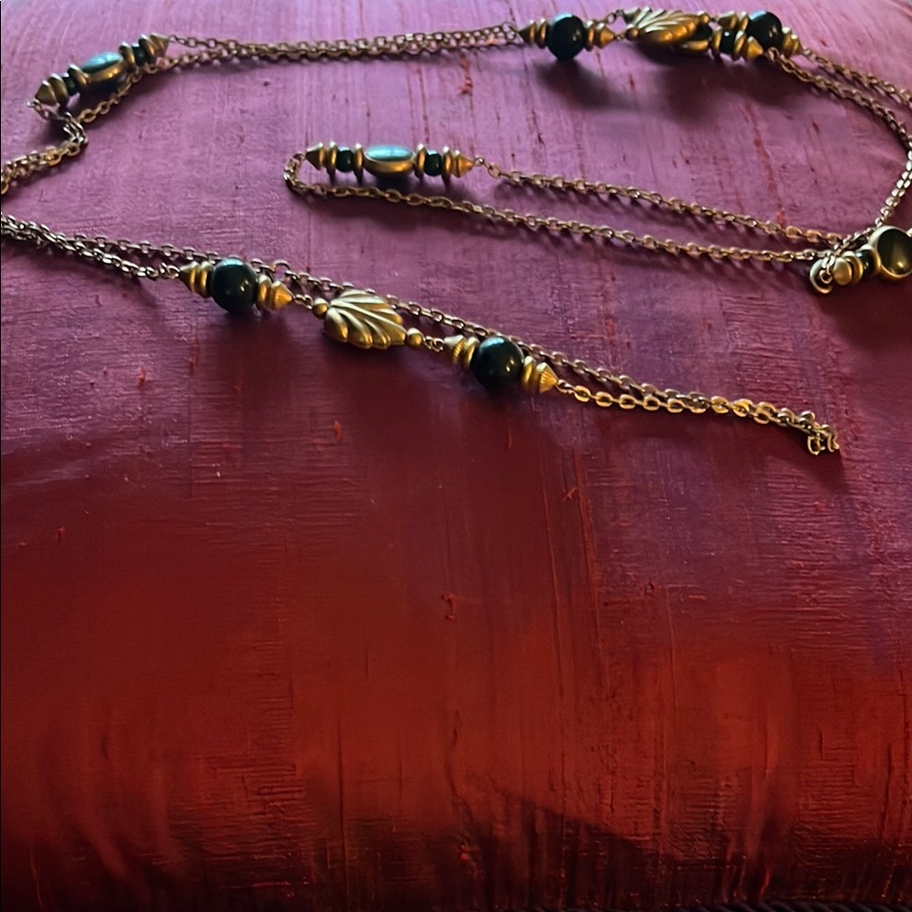 Elegant Gold and Black Beaded Necklace